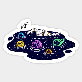 Swimming Space Illustration Sticker